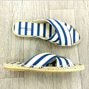 Mint & Rose Troya striped canvas slides, fits 5 and 5.5